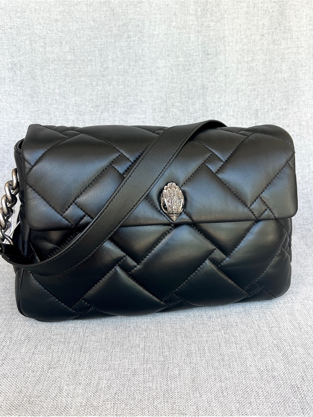 Kurt Geiger Kensington Shoulder  Quilted Leather LARGE Flap bag Black